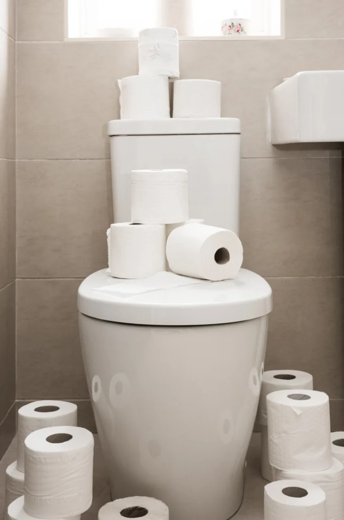 Don't flush this much toilet paper down the toilet or it will cause a clog.