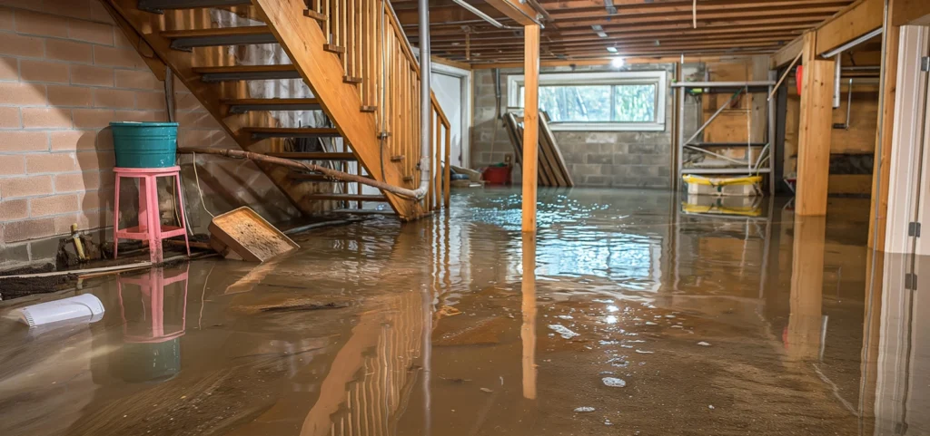A flooded basement
