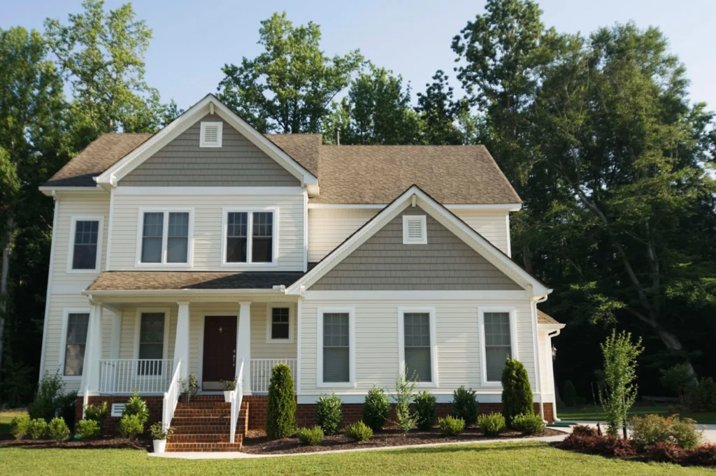 A home before water damage from a spring storm occurs