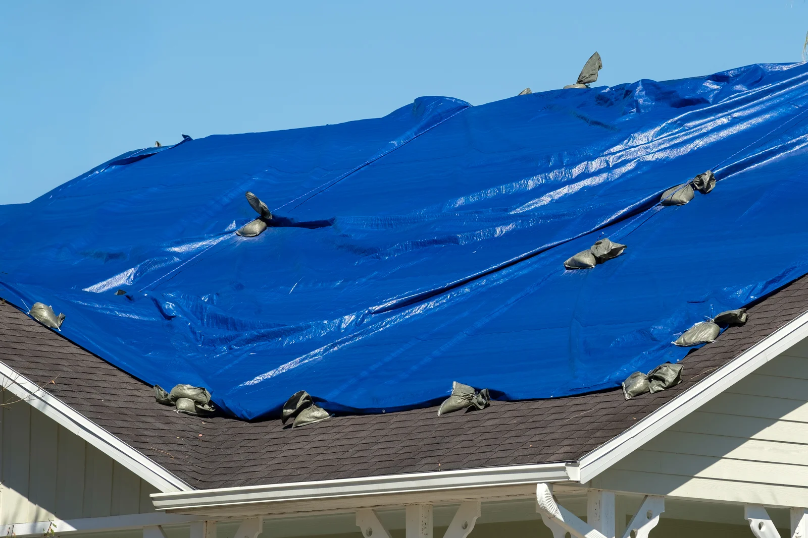 First In Restoration emergency tarping after storm damage